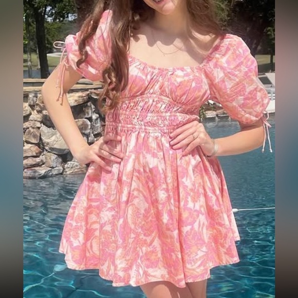 Pink Floral Teen Dress - Picture 3 of 5
